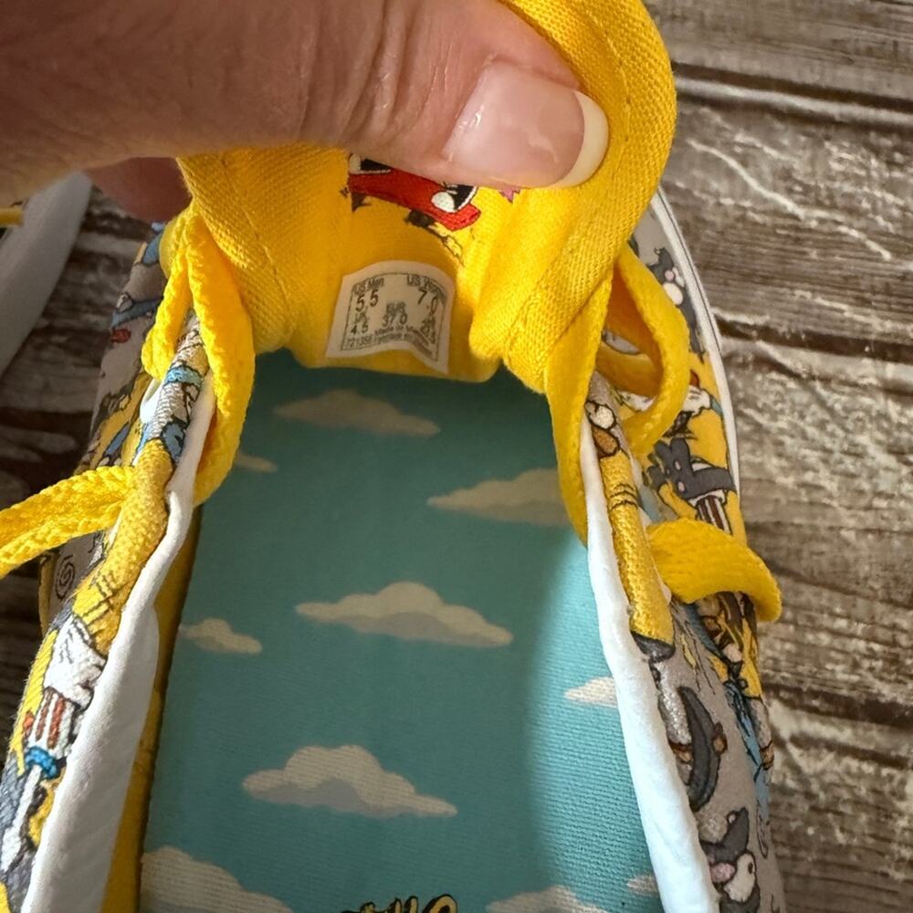 Vans The Simpsons Yellow Sneakers Itchy & Scratchy NWOT Unworn Mens size 5.5 - Picture 9 of 10